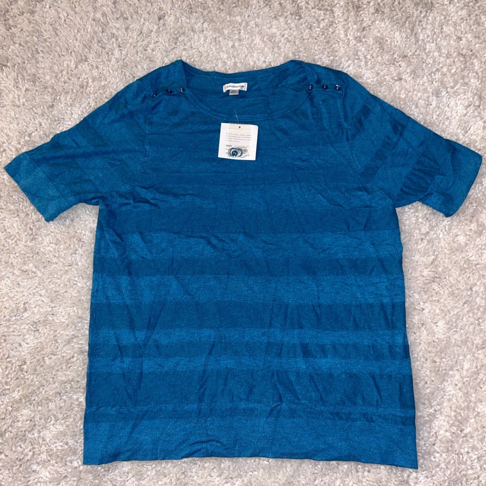 Blue Short-Sleeve Knit Shirt